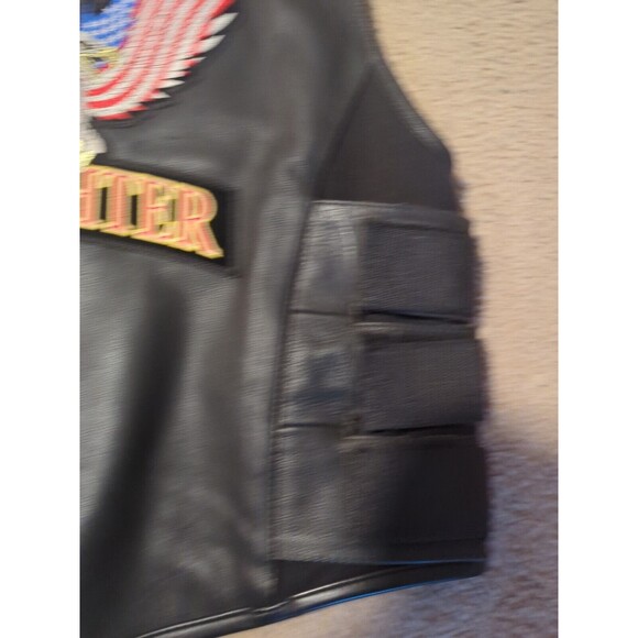 First Classics Leather Vest Mens XL With Firefighter, Flag, Eagle Patches - Picture 10 of 16